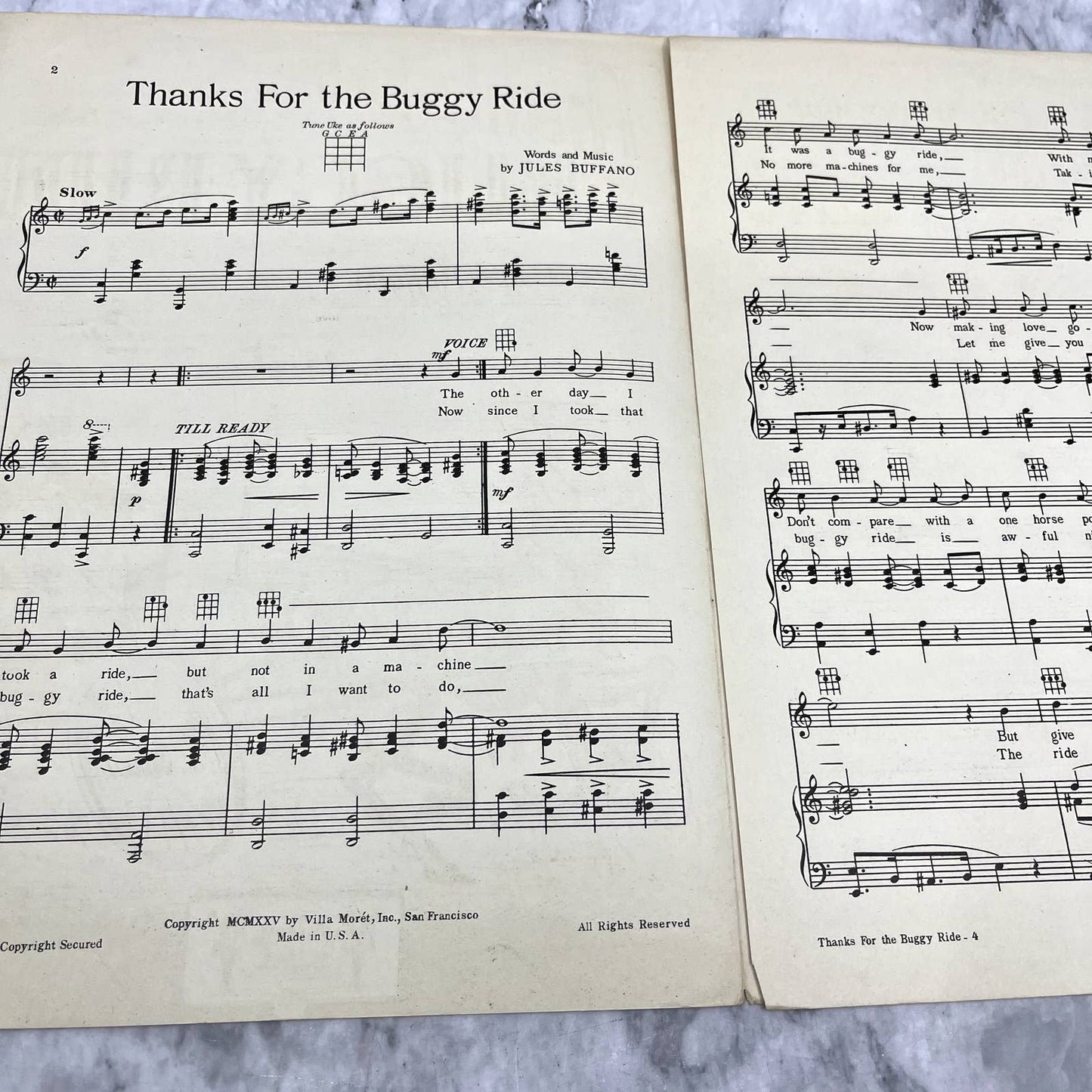 Thanks for the Buggy Ride Jules Buffano 1925 Sheet Music TK2-SM2