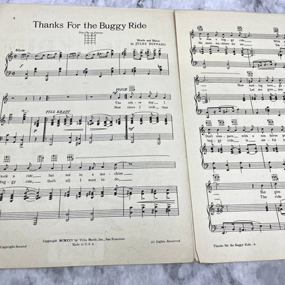 Thanks for the Buggy Ride Jules Buffano 1925 Sheet Music TK2-SM2