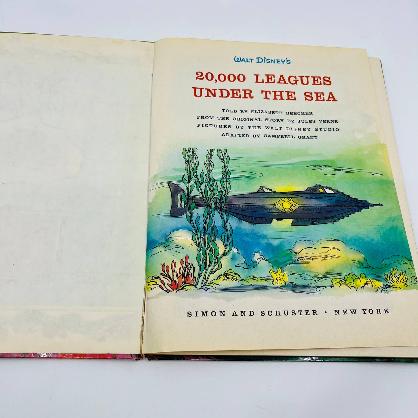 1954 Vintage Walt Disney's 20,000 Leagues Under The Sea A Big Golden Book TA9