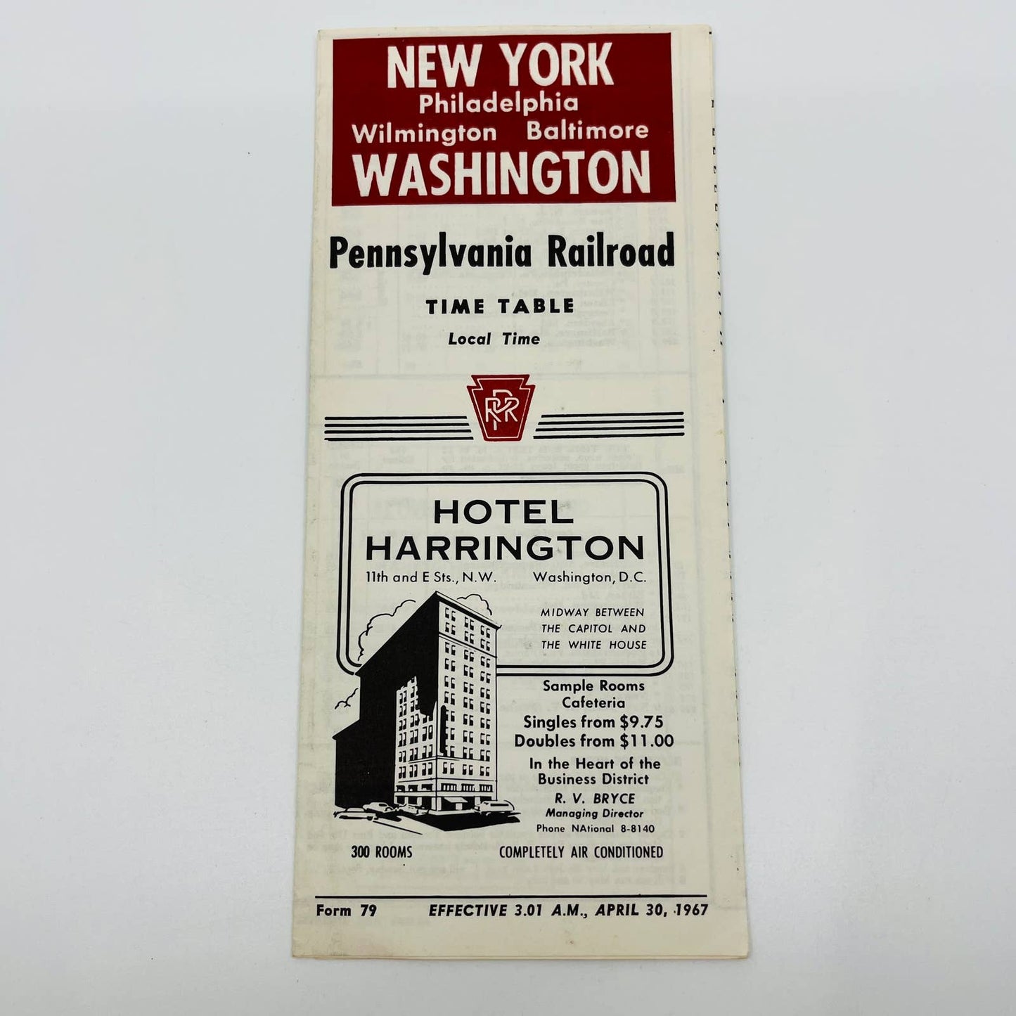 1967 Pennsylvania Railroad Time Table New York Wilmington Washington DC C2