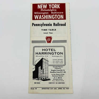 1967 Pennsylvania Railroad Time Table New York Wilmington Washington DC C2