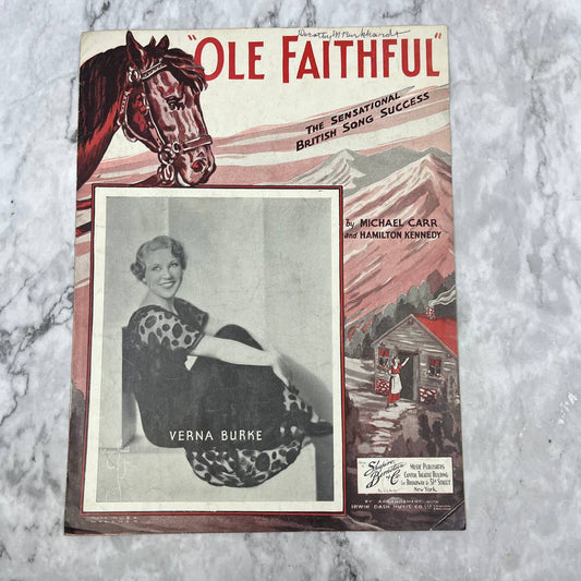 Ole Faithful Sheet Music 1934 Verna Burke Michael Carr Hamilton Kennedy TH5