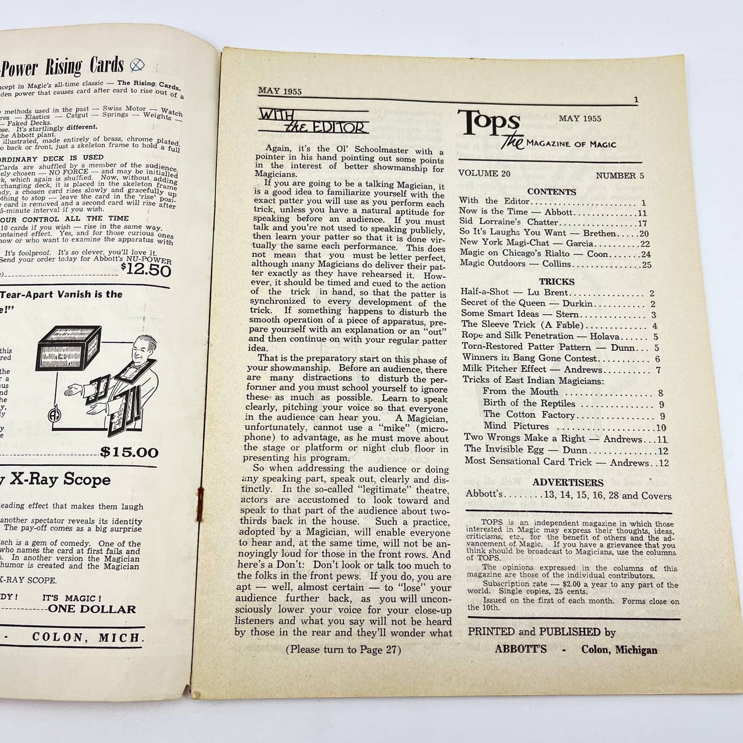 1955 May - Tops Magazine of Magic - Tricks Magicians TF7
