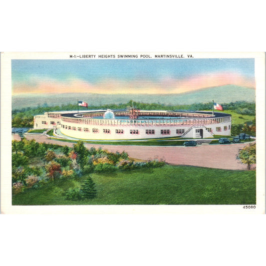 Liberty Heights Swimming Pool Martinsville VA Original Postcard P1-13