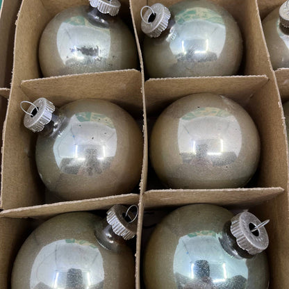 Shiny Brite 12 Vintage Mercury Glass Ornaments w/ Original Box Silver New Jersey