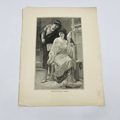 1880s Victorian Art Print Engraving LUCRETIA & SEXTUS TARQUIN Alexander Cabanel