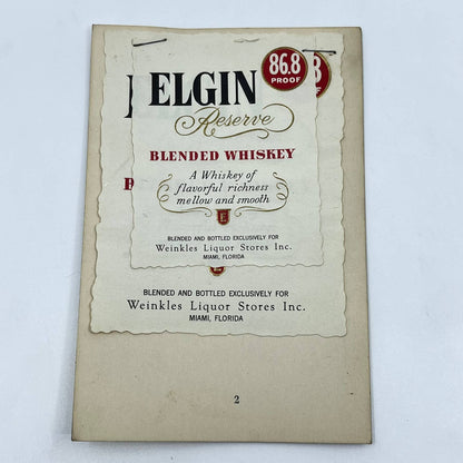 Elgin Reserve Whiskey Label Set of 2 Weinkles Liquor Stores Miami FL