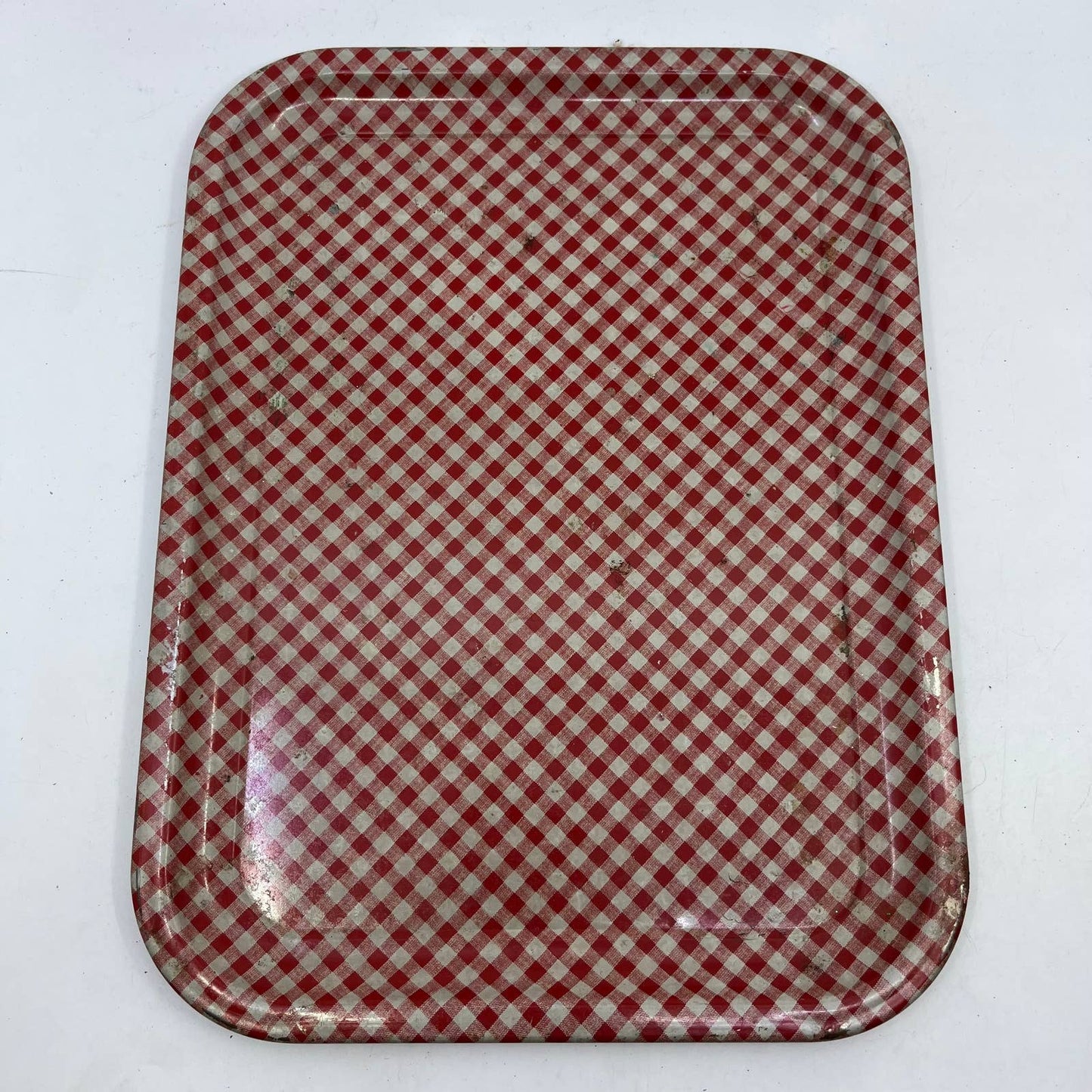 Vintage Set of 4 MCM Plaid Toleware Tin Litho Trays 10.5 x 13.5” TI5-2