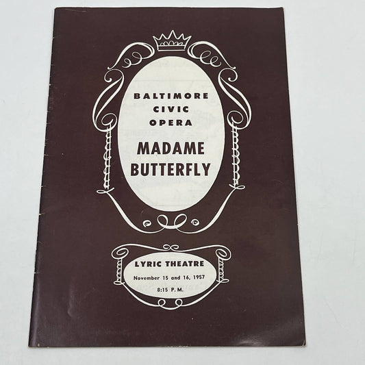 1957 Baltimore Civic Opera Madame Butterfly Lyric Theatre Program TG6