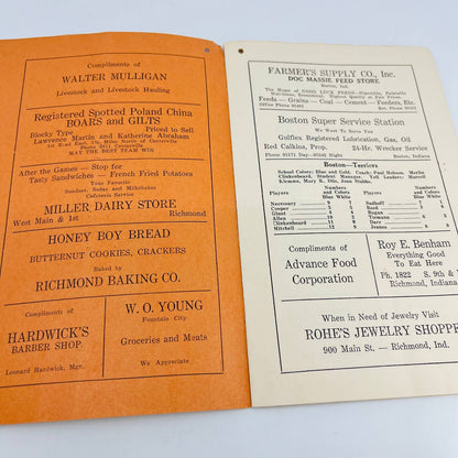 1944 Wayne County Basketball Tournament Program Centerville Indiana C13