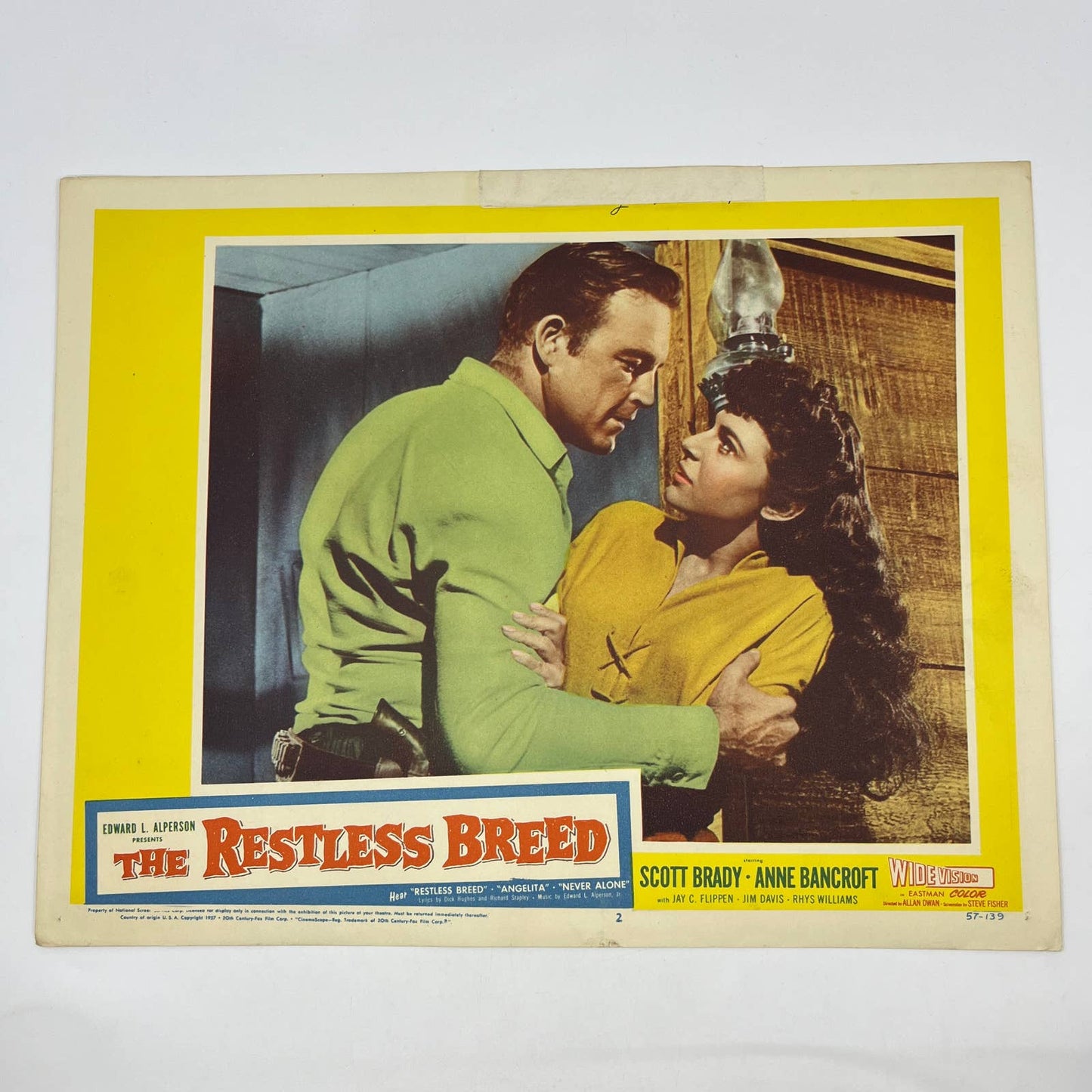 1957 The Restless Breed Scott Brady Anne Bancroft Jim Davis Lobby Card FL4