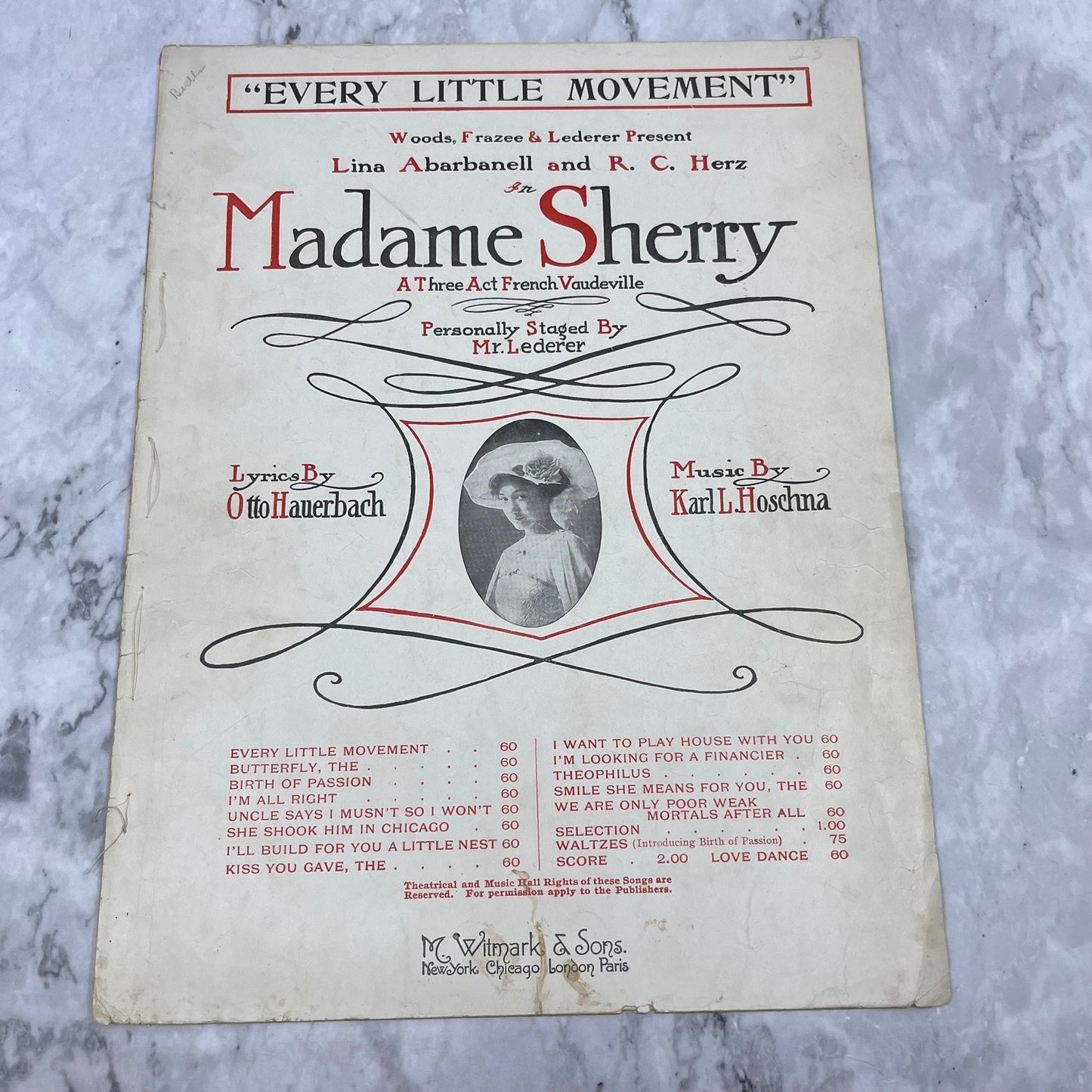 EVERY LITTLE MOVEMENT MADAME SHERRY sheet music 1910 Hauerbach Karl Houston V41-1