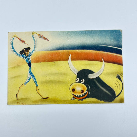 1910s Post Card Matador Bull Fighting Illustration Mexico SC9