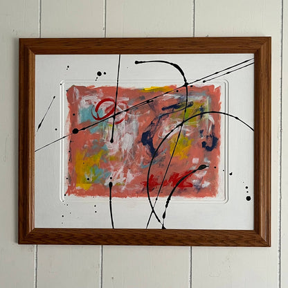 Original Framed Abstract Art Painting 18x22" Little Drops of Spain With COA