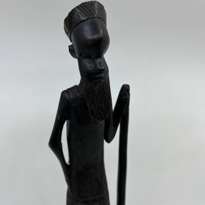 Vintage Tribal Hand Carved African Man Statuette Figure Made in Kenya 15" TI2