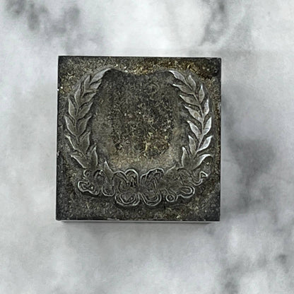 Vintage Printing Letterpress Printers Block Plate Laurel Wreath TJ57