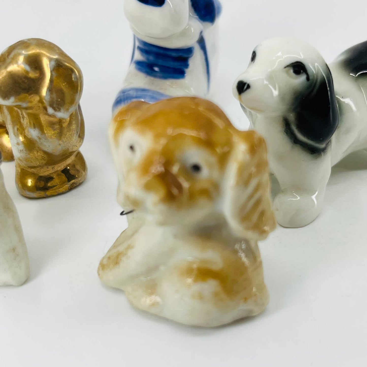 Vintage Lot of 6 Mini Dog Figurines Porcelain Ceramic Resin 1” SA5