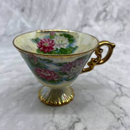 Vintage Ucagco Ceramics July Waterlily Lusterware Footed Tea Cup TA1