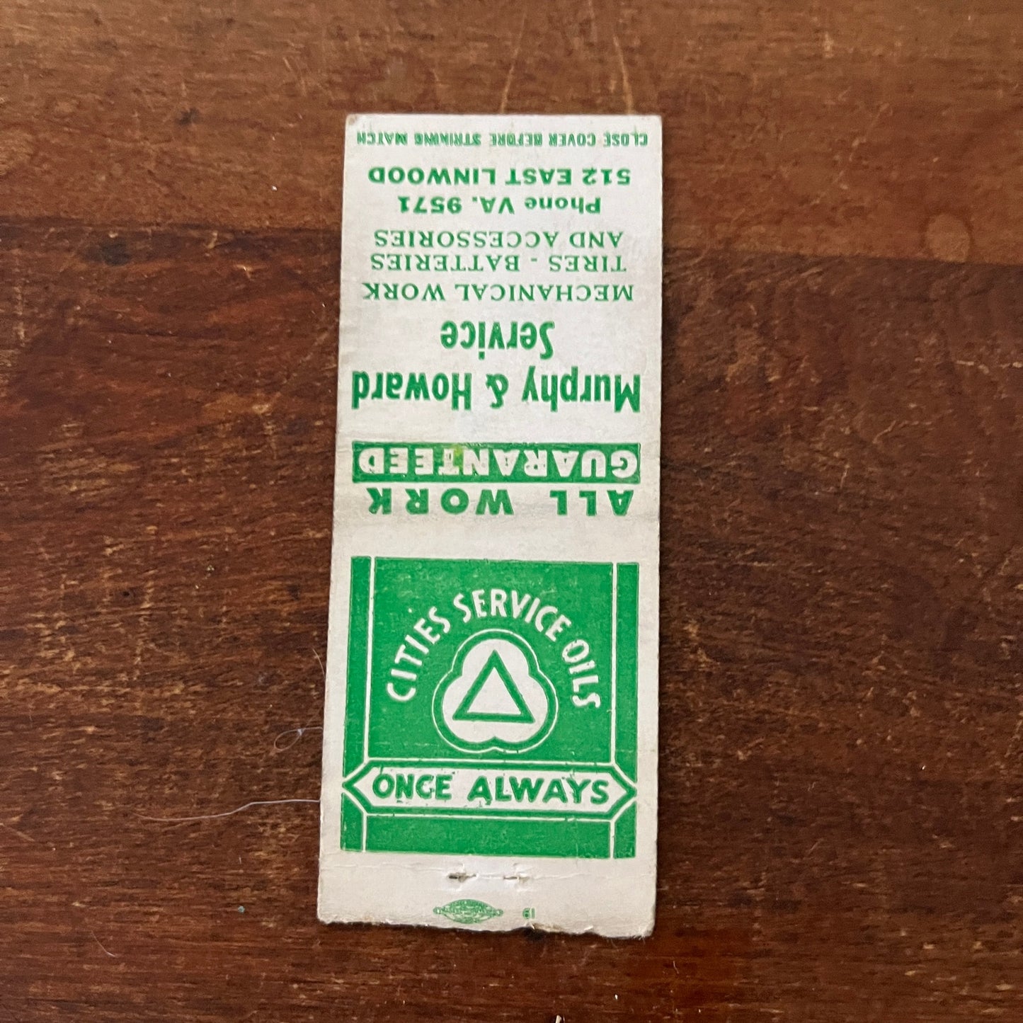 Murphy & Howard Service 512 East Linwood Advertising Matchbook Cover MM11-6