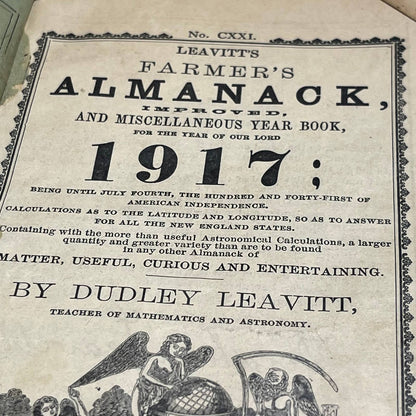 1917 Levitt’s Farmer’s Almanac Dover New Hampshire Geo E. Barney No. 121 NH1