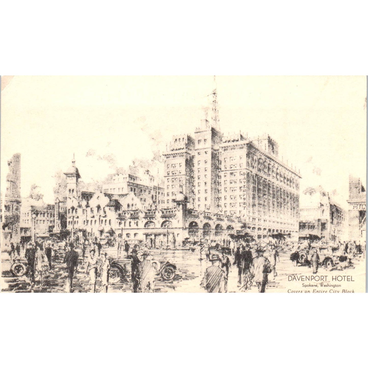 Antique Postcard Davenport Hotel, Spokane Washington TD9