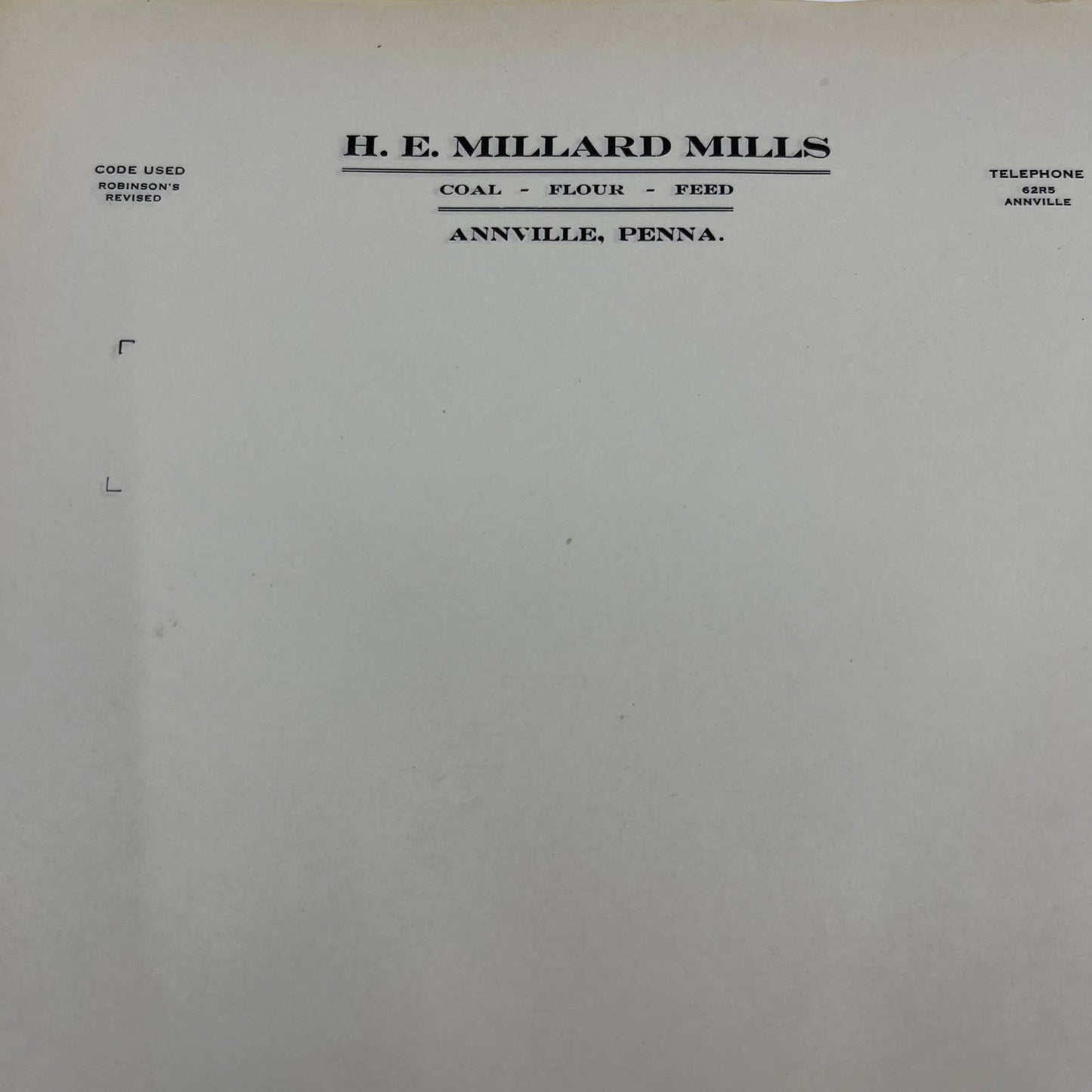 Huge Lot of Blank Letterhead H.E. Millard Mills Coal Flour Feed Annville PA TI6