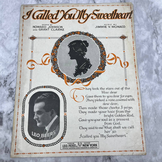 1917 Sheet Music: I Called You My Sweetheart - Jimmie V. Monaco Leo Beers TI1
