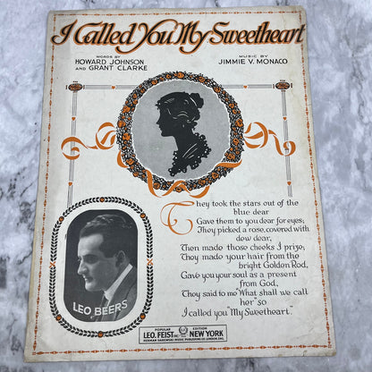 1917 Sheet Music: I Called You My Sweetheart - Jimmie V. Monaco Leo Beers V39-4