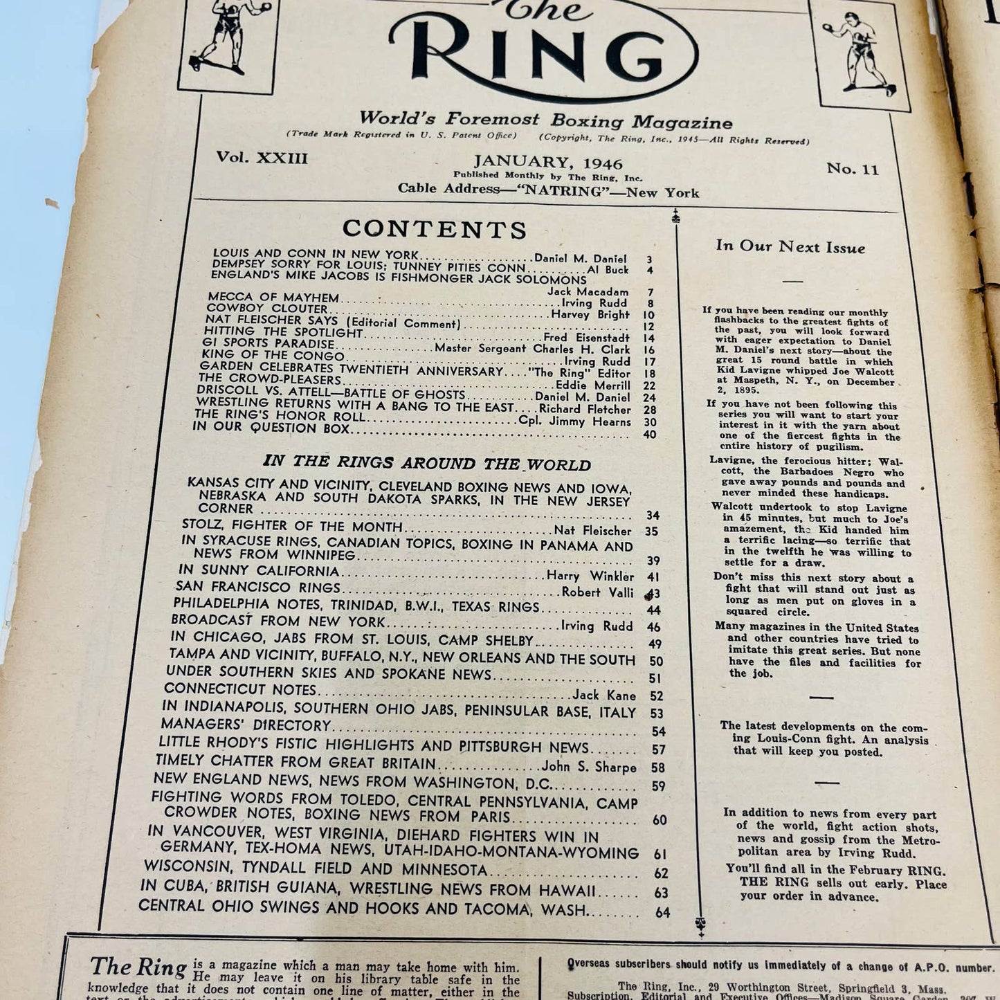 1946 Jan - The Ring Boxing Magazine – Reuben Shanks Cover Attell-Driscoll TA5