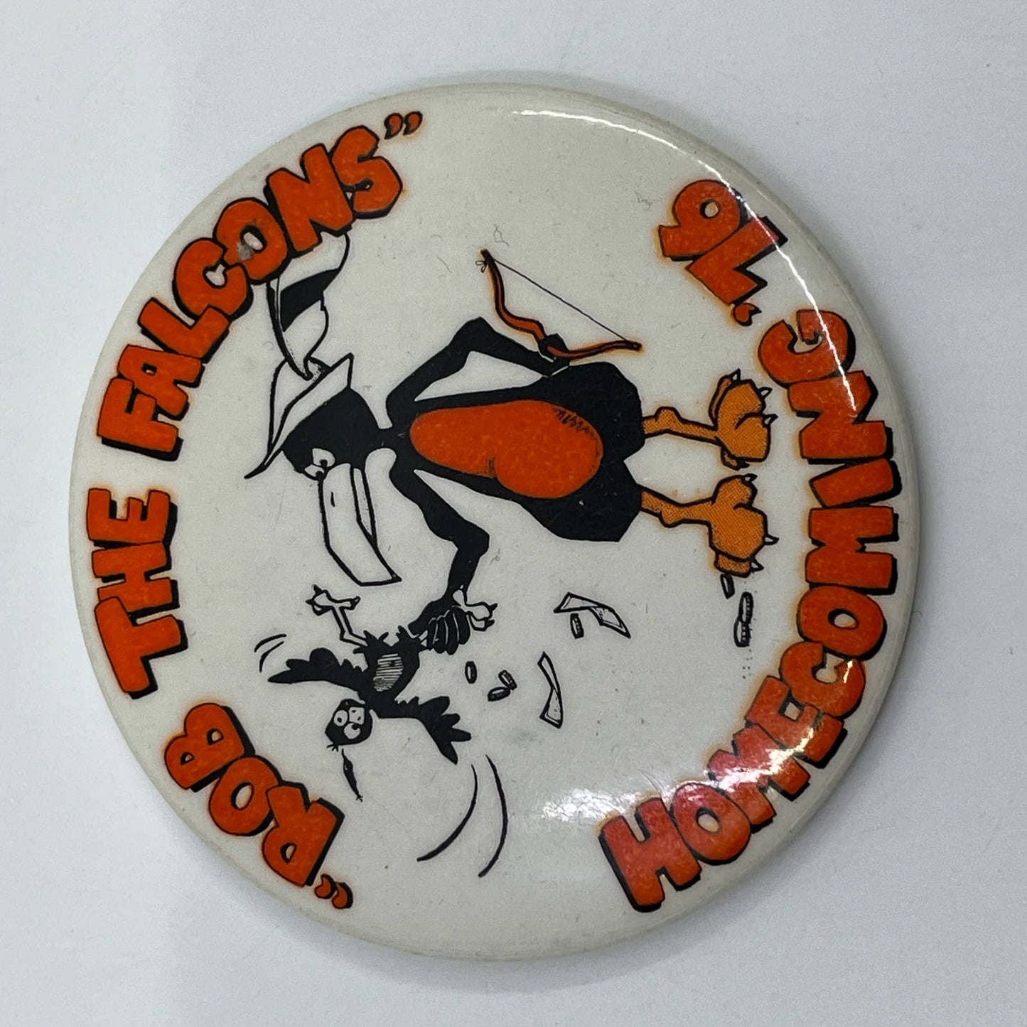 1976 Robbinsdale Cooper High School Hawks Homecoming Beat the Falcons Button SD8