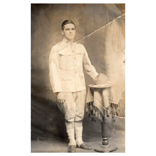 US Military Soldier in Uniform 1910s Panama - Original Postcard RPPC TJ8-4