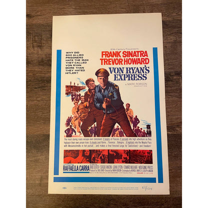 Vintage 1965 Frank Sinatra Trevor Howard VON RYAN’S EXPRESS Movie Poster 65/124