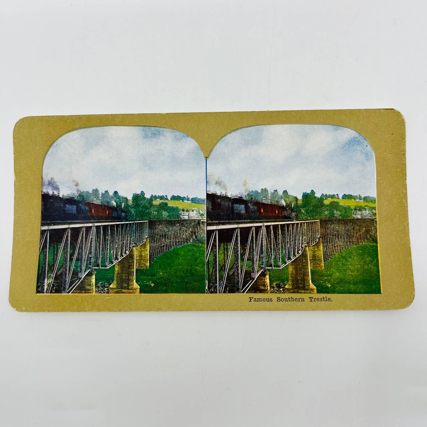 c1890 Stereoview Card Famous Southern Frankenstein Trestle RR New Hampshire