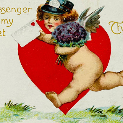 1913 Valentine Post Card Raphael Tuck Dresden Cupid Delivering Card PA1