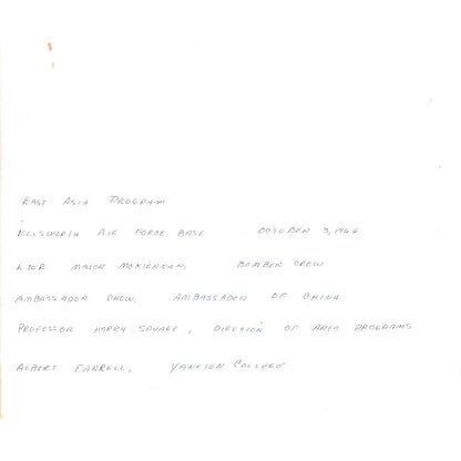 China Ambassador Chow at Ellsworth Air Force Base 1966 Photo 8x10 TK1-P6-2