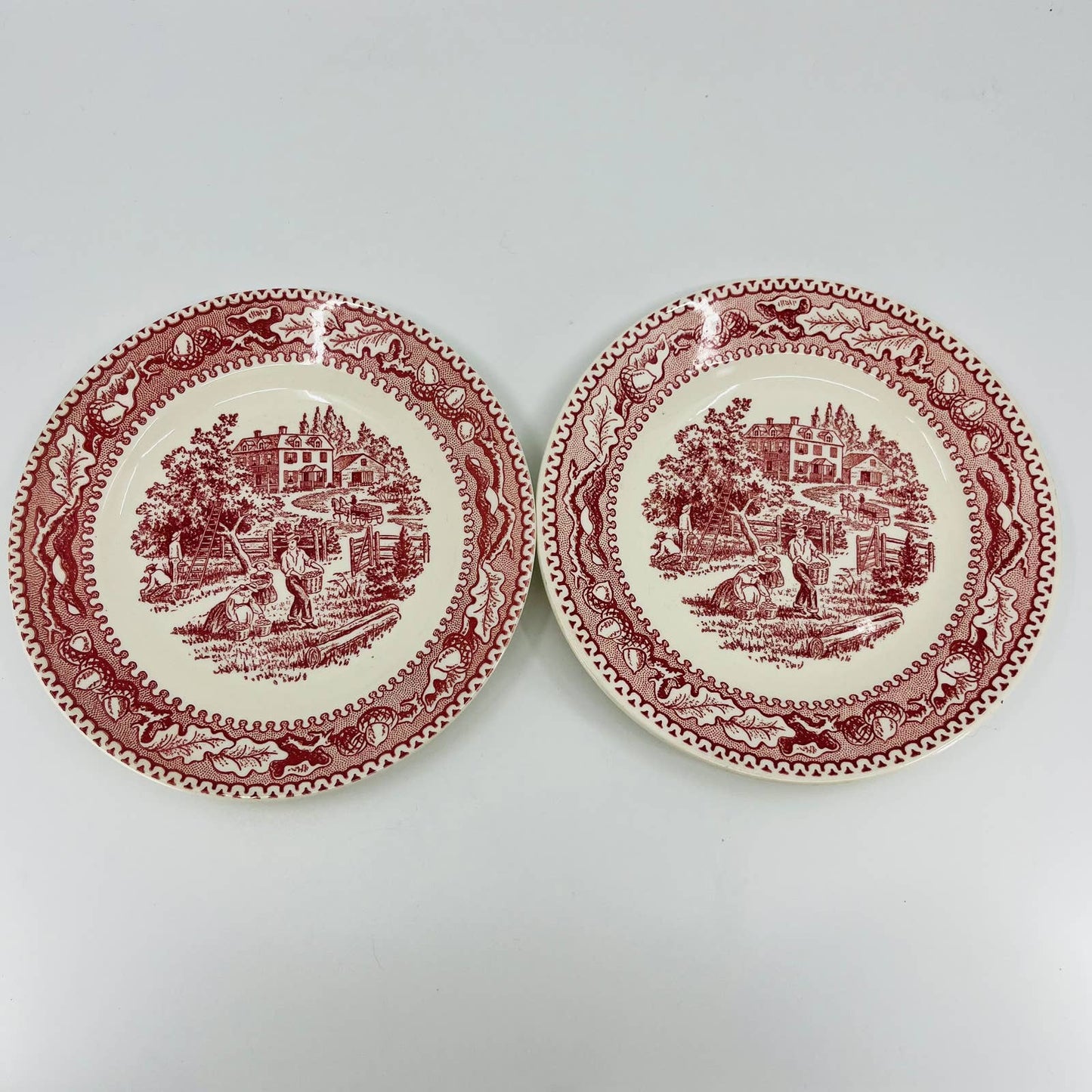 1960s Memory Lane Royal Ironstone Underglazed Saucer HARVEST 6” Set of 2 TD1