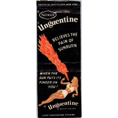 Unguentine Sunburn Relief Advertising Matchbook Cover SA1-M2