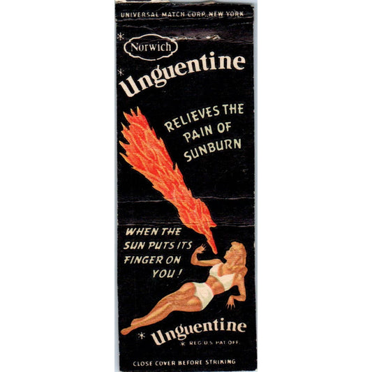 Unguentine Sunburn Relief Advertising Matchbook Cover SA1-M2