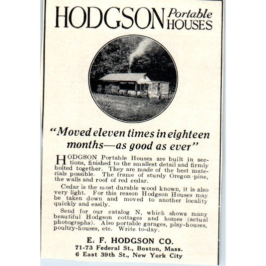 c1920 Harper's Magazine Ad - E.F. Hodgson Portable Houses NYC EA3-4