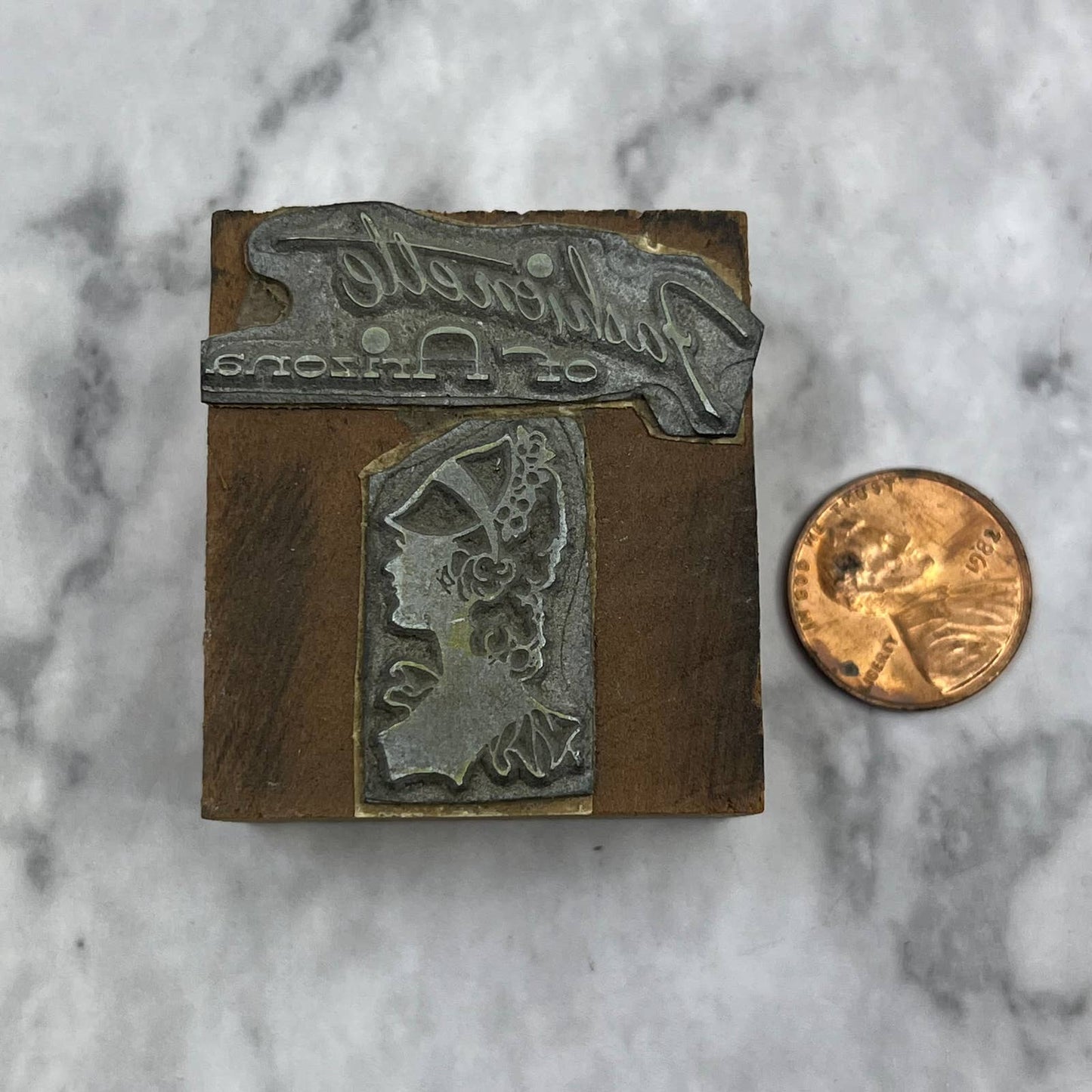 Vintage Printing Letterpress Printers Block Plate Fashionette of Arizona TJ53