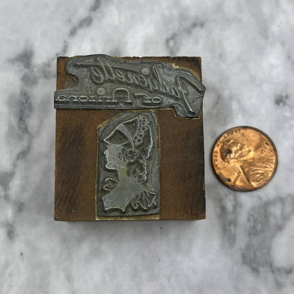 Vintage Printing Letterpress Printers Block Plate Fashionette of Arizona TJ53