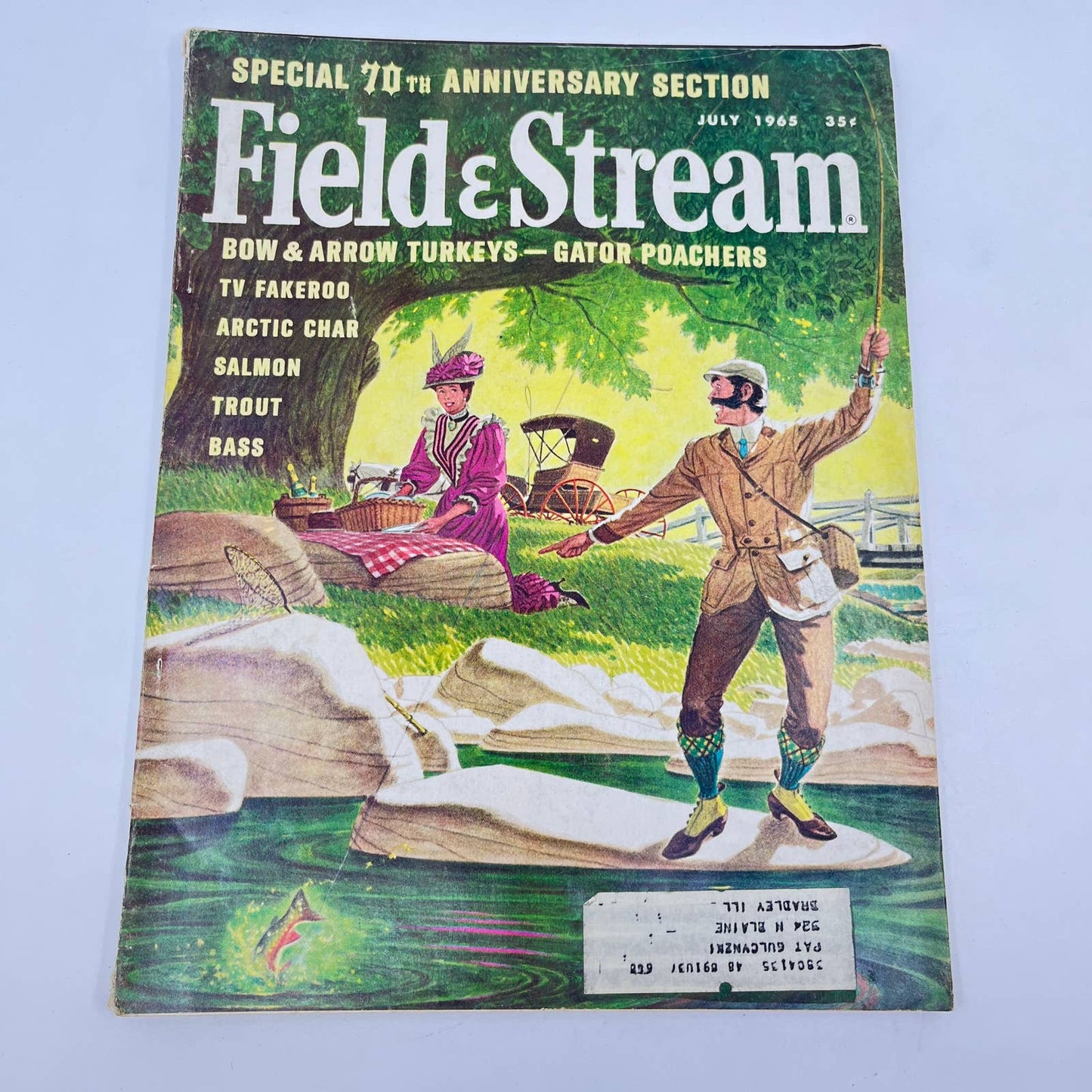 1965 July Field and Stream Magazine Now & Arrow Turkeys Arctic Char Trout TE8