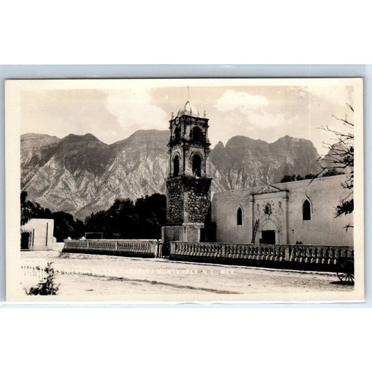 Iglesia de Santa Catarina y Cerro de las Mitras Mexico - RPPC Postcard TJ7-MP