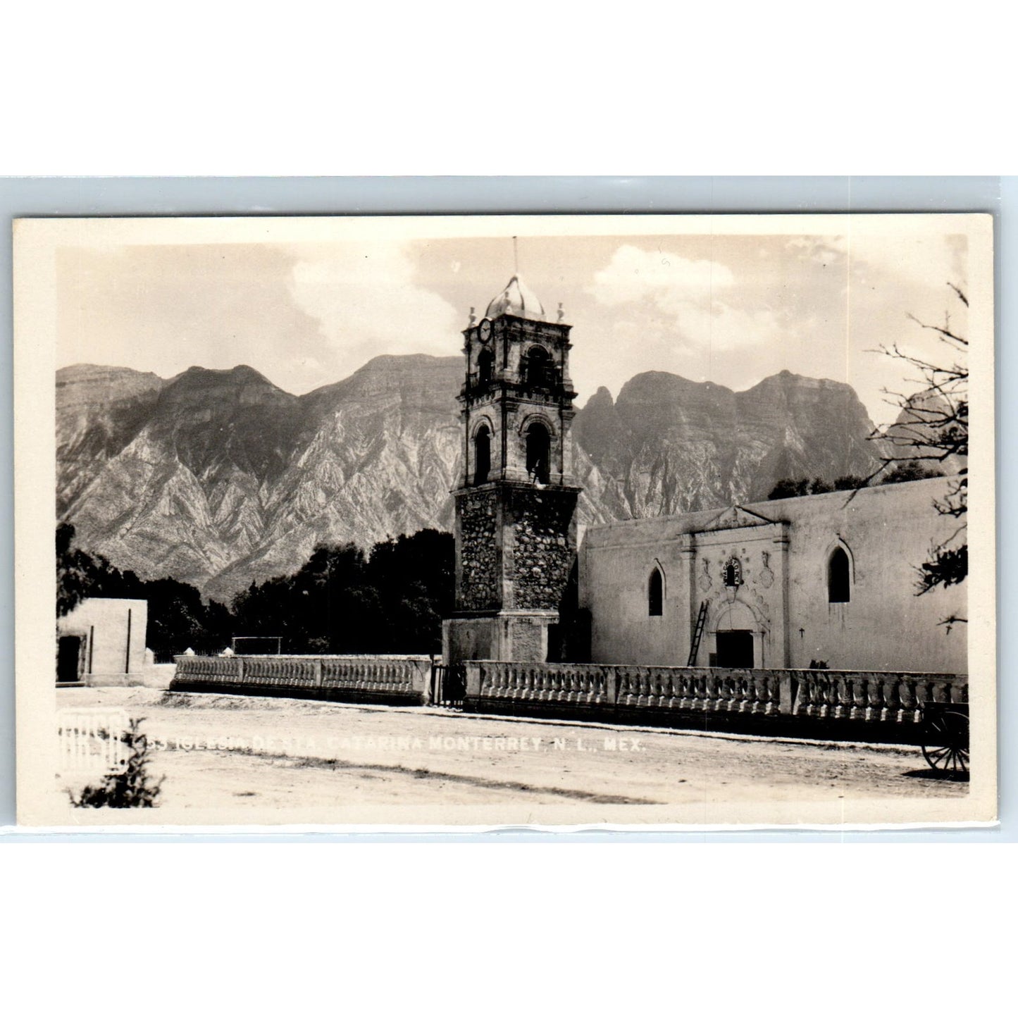Iglesia de Santa Catarina y Cerro de las Mitras Mexico - RPPC Postcard P3-8