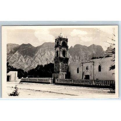 Iglesia de Santa Catarina y Cerro de las Mitras Mexico - RPPC Postcard P3-8