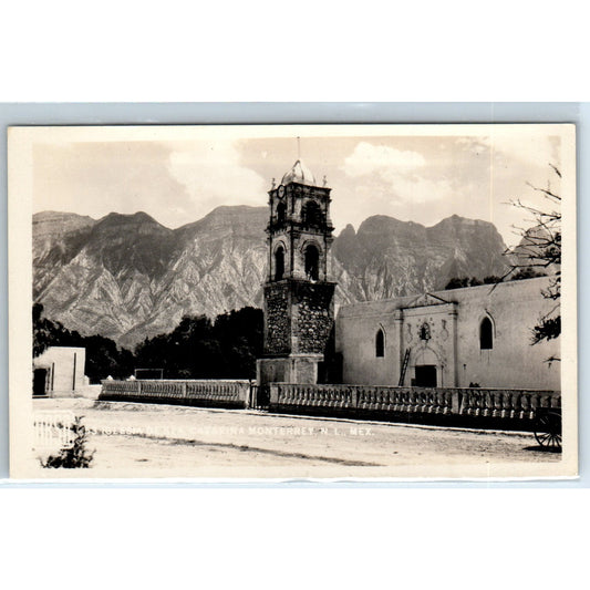 Iglesia de Santa Catarina y Cerro de las Mitras Mexico - RPPC Postcard P3-8