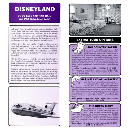 1973 Disneyland by Amtrak Rail and PSA Scheduled Jets Travel Brochure SE4