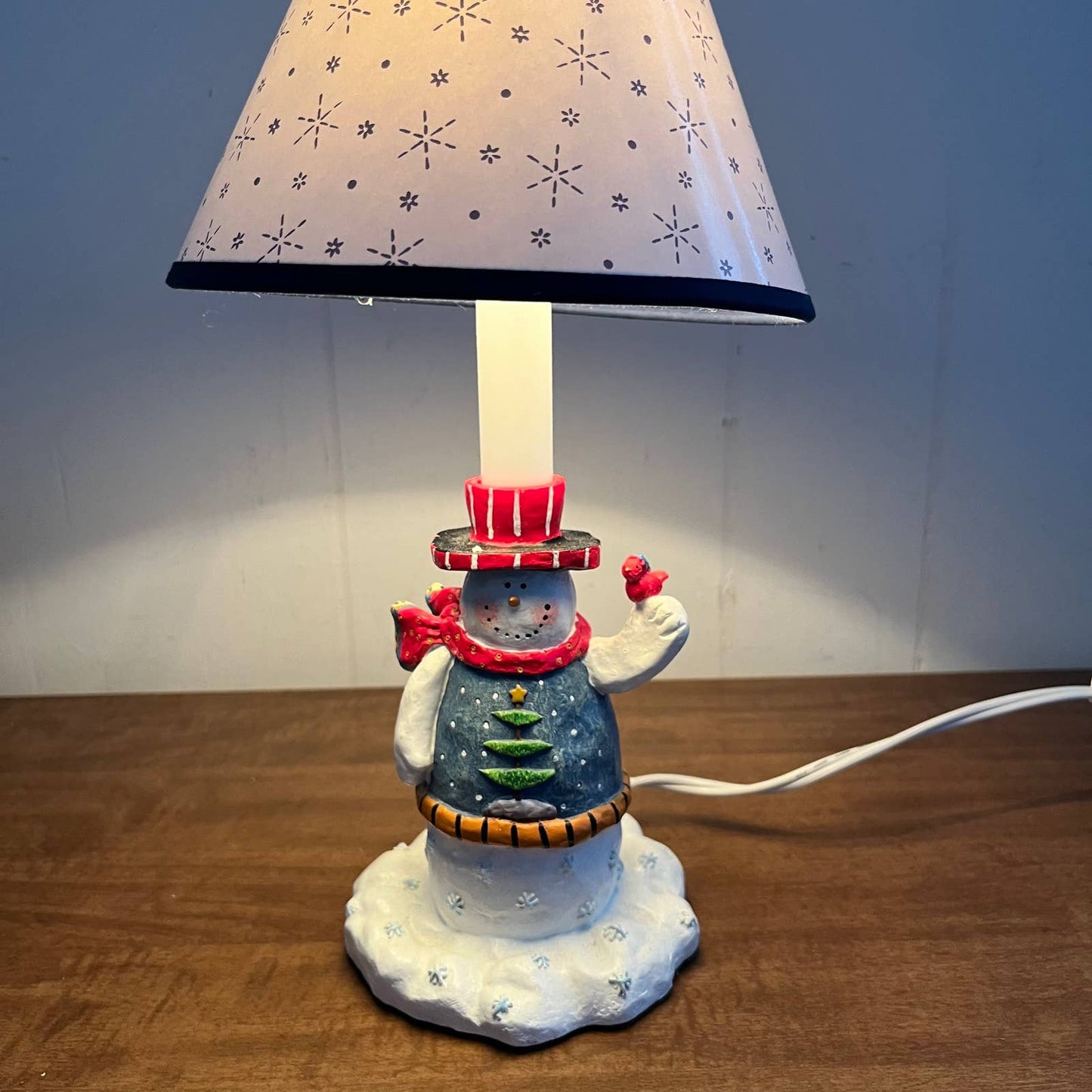 Vintage Santa's Workbench Novelty Resin Lamp Light Frosty the Snowman in box