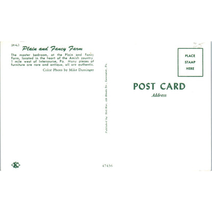 Plain and Fancy Farm Master Bedroom Doll House Original Postcard PB8