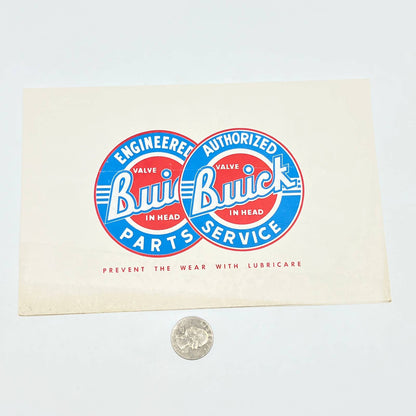 1950s Buick Mailer Lubricare Oil Change Twin City Motor Service Marinette WI AB8